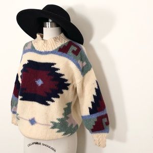 VINTAGE HANDMADE CHUNKY NATIVE PRINT SWEATER